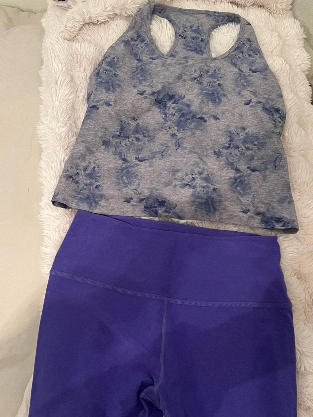 Beyond Yoga Heathered Blue Tie-Dye Racerback Tank